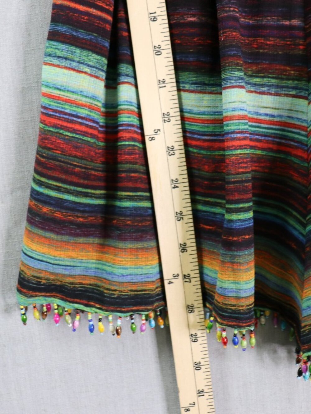 Nicole Miller Off The Shoulder Smocked Striped Romper Beaded Fringe Size 8 Lined - Picture 11 of 13